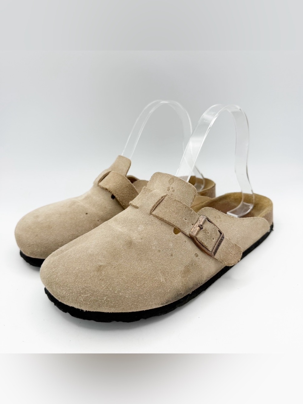 Birkenstock Boson Taupe Suede Clogs Size 38